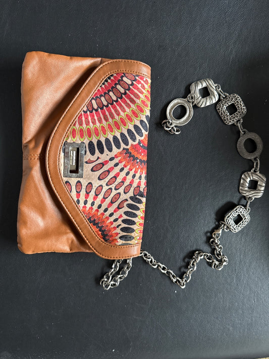 S- Multicolor Leather and fabric Handbag Acceptable