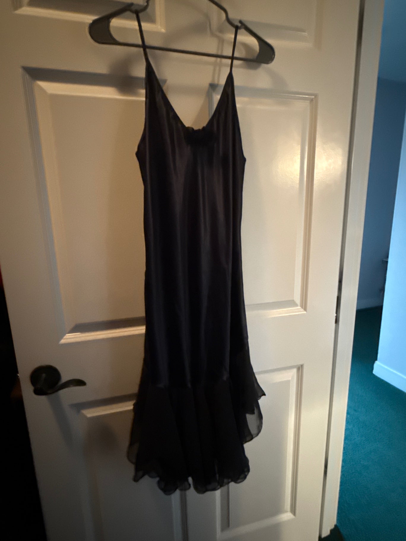 S-nighty Black Satin, Chiffon Lingerie