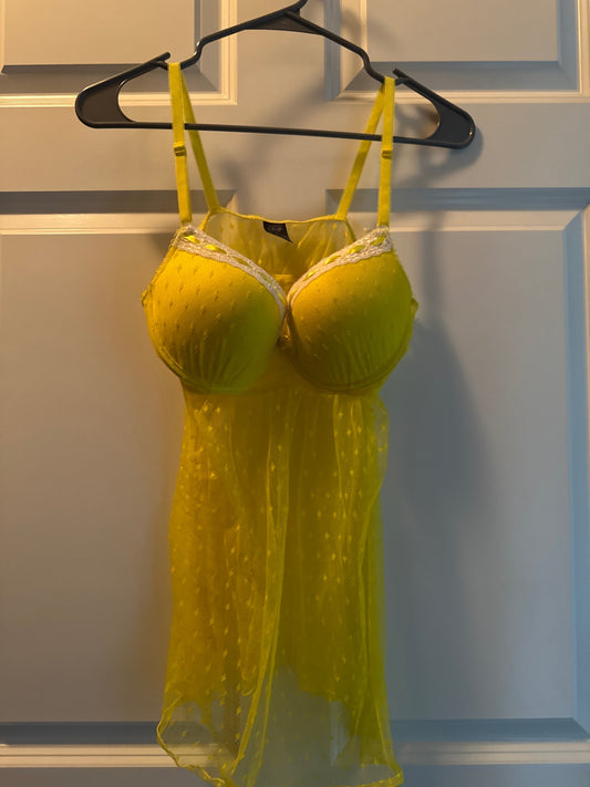 S-Yellow Sheer Mesh/Polyester 34c Lingerie