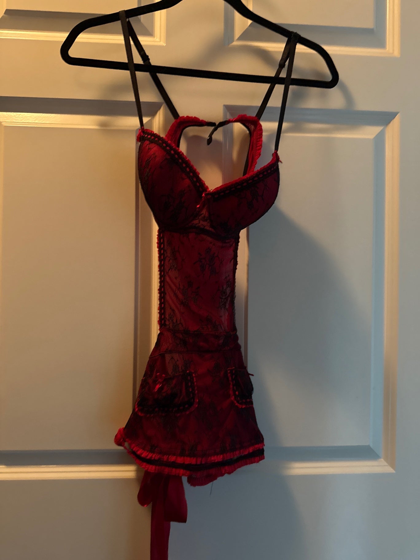 S-Victorias secret Red Lace Lingerie