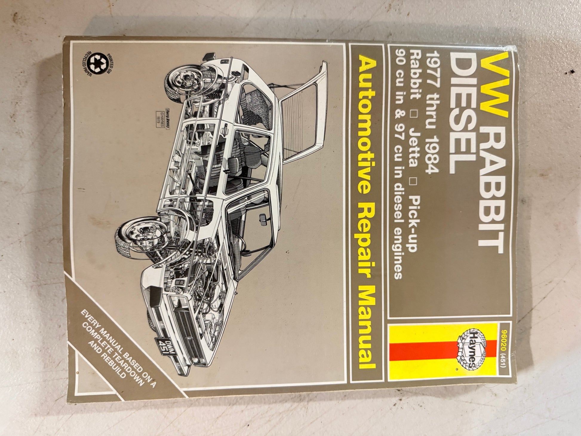 Haynes Automotive Repair Manual for VW Rabbit Diesel (1977-1984).