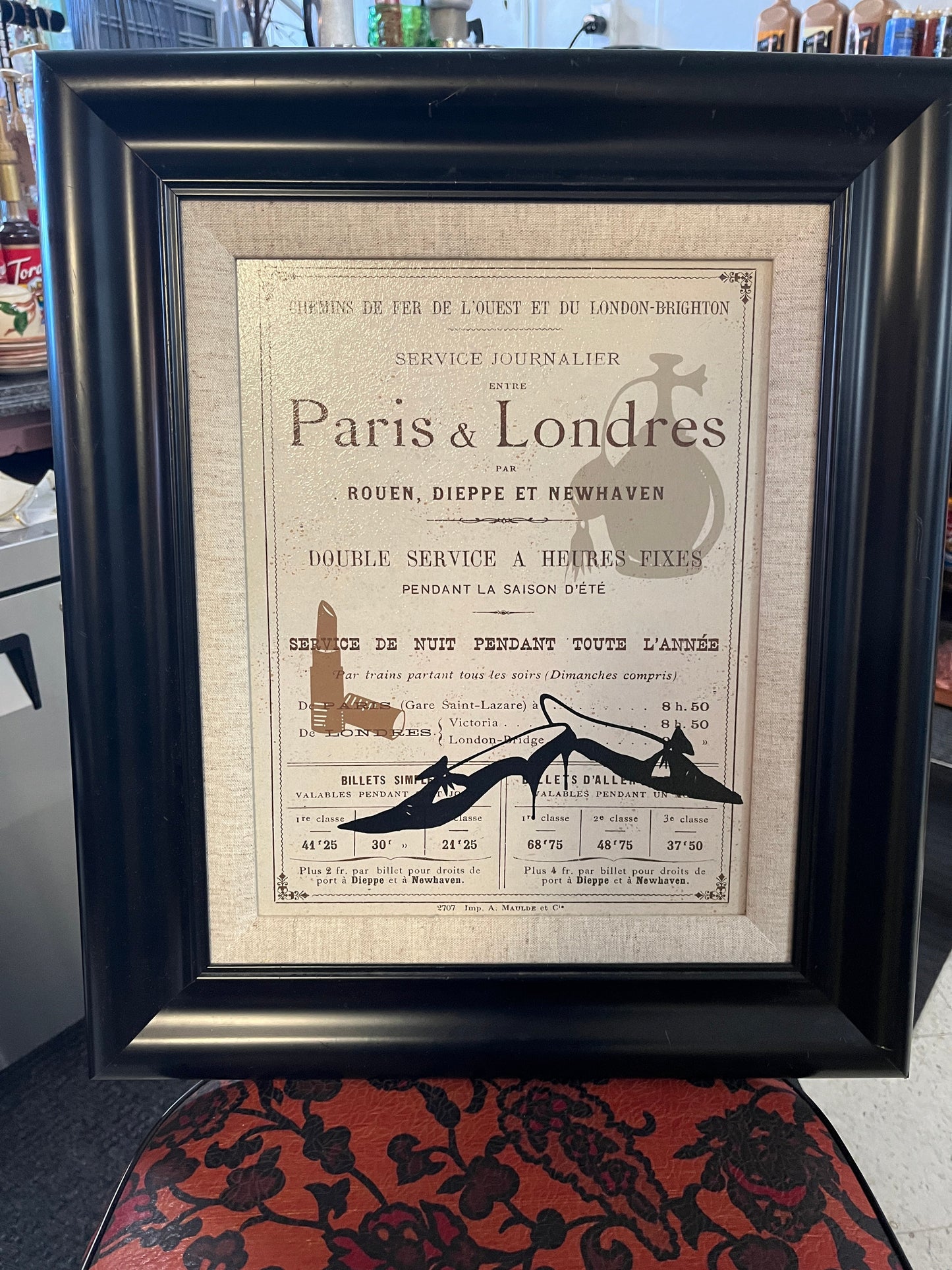 Framed Vintage Style French Inspired Advertisement Print Londres Paris