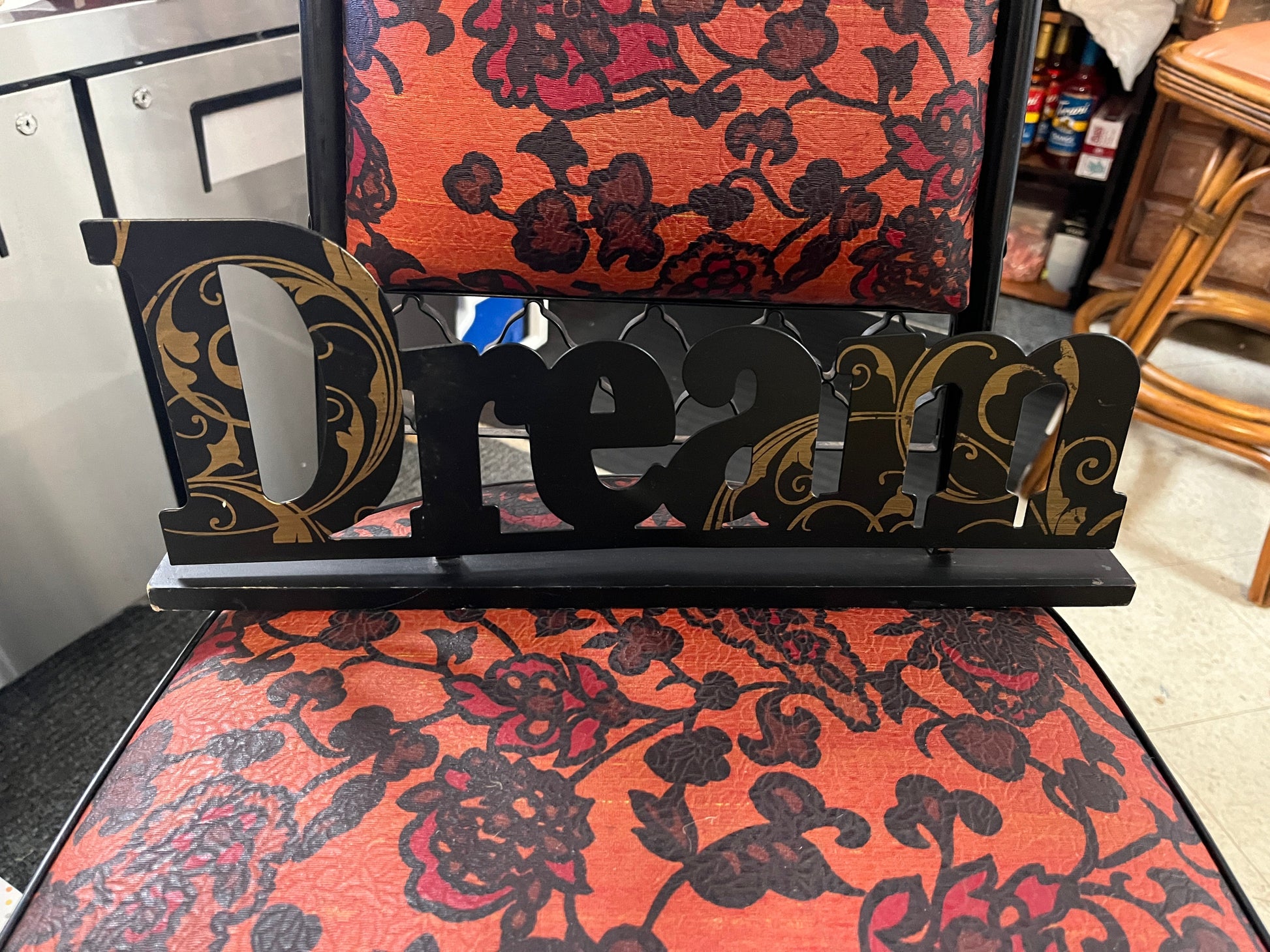 Metal Black with Gold Embellishments DREAM Sign