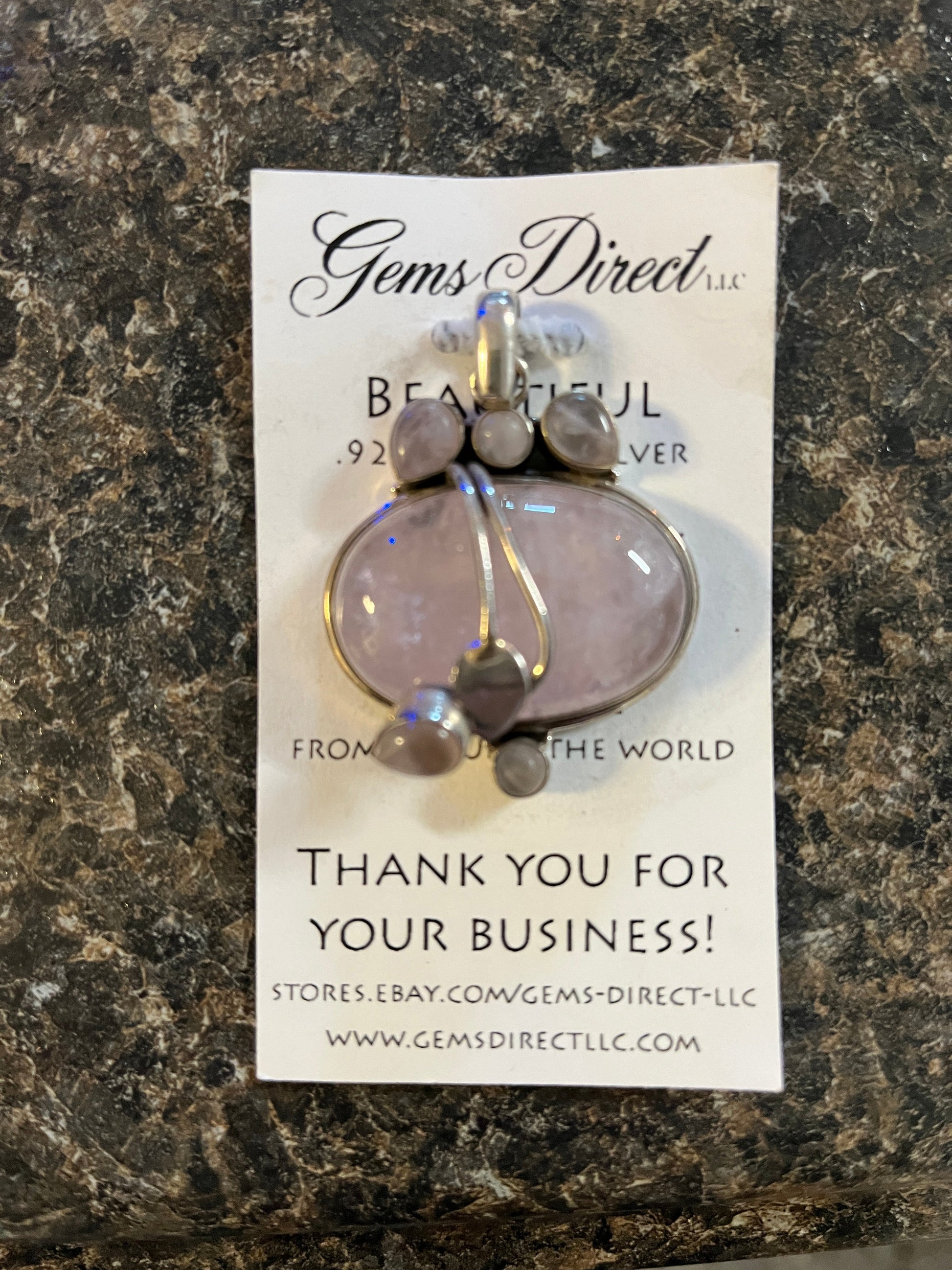 Handmade Luster and Loom Sterling Silver Rose Quartz Pendant