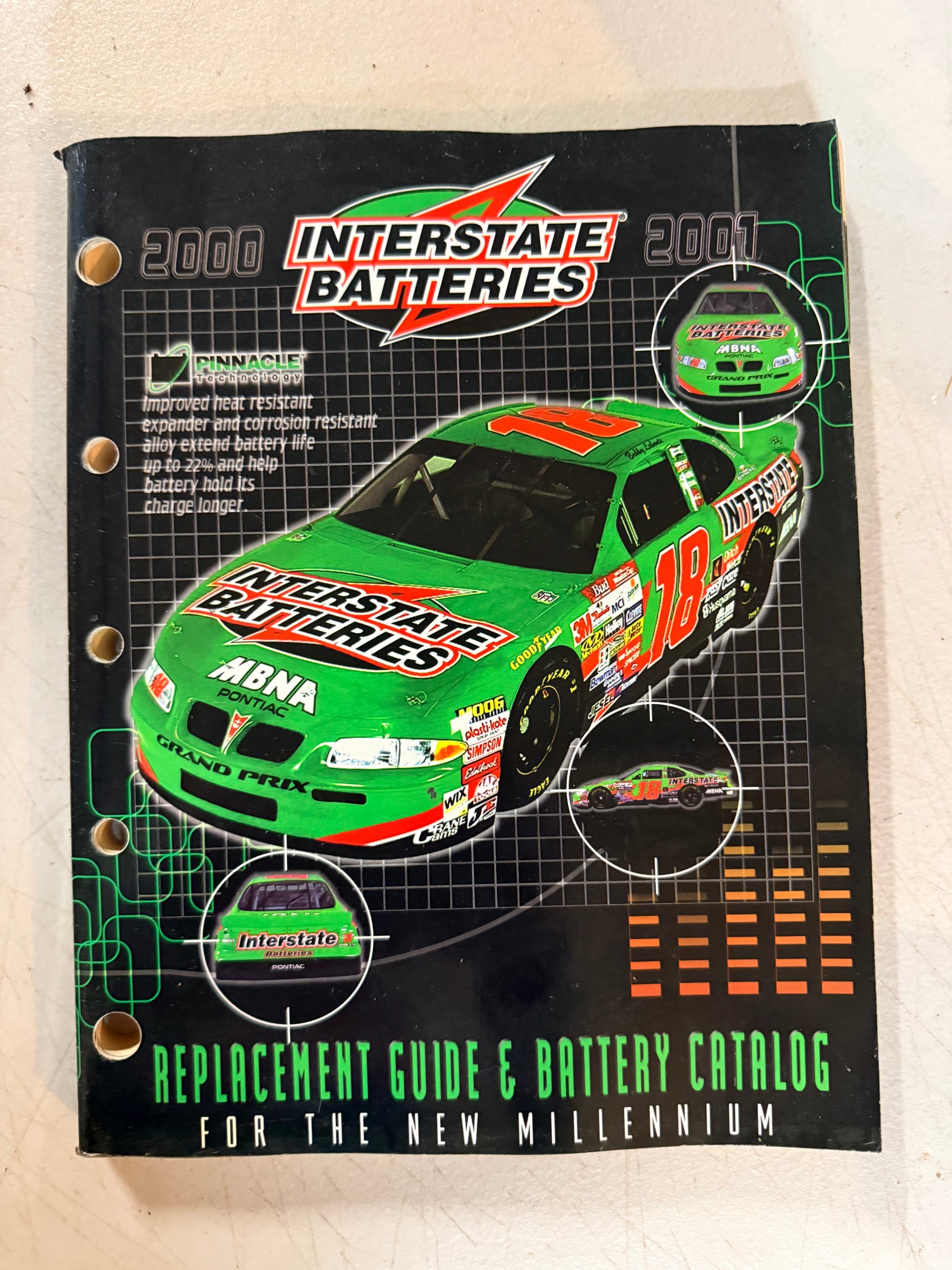 Interstate Batteries 2000-2001 NASCAR Replacement Guide & Battery Catalog.