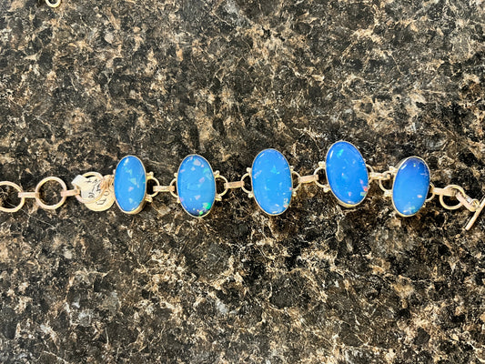 Handmade Luster and Loom Fire Opal Bracelet