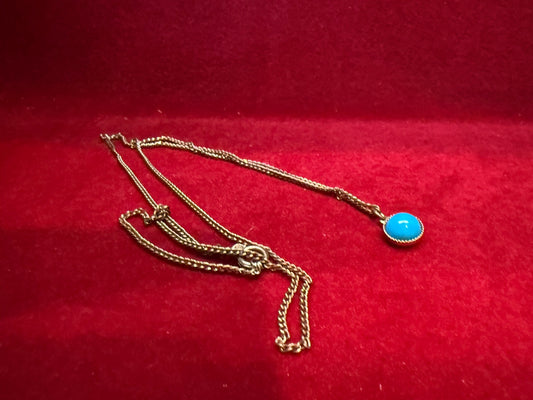 Turquoise/Blue Copper necklace with turquoise colored pendant Jewelry