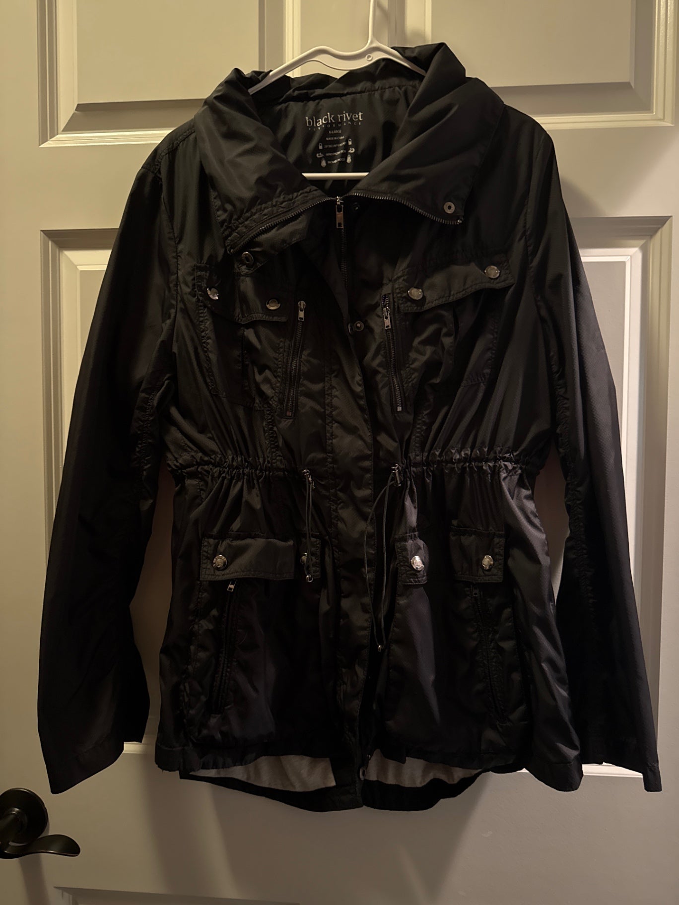 Black Rivet Black Nylon Jacket