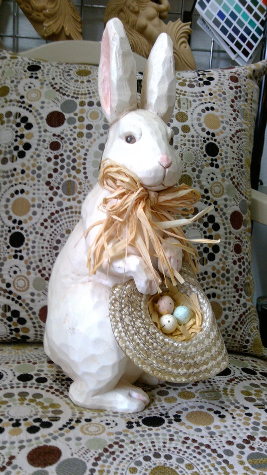 Wood Easter Bunny Statue