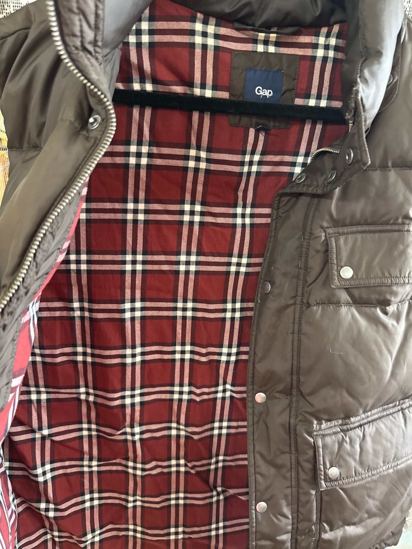 GAP Brown Synthetic/Puffer L Jacket Very Good