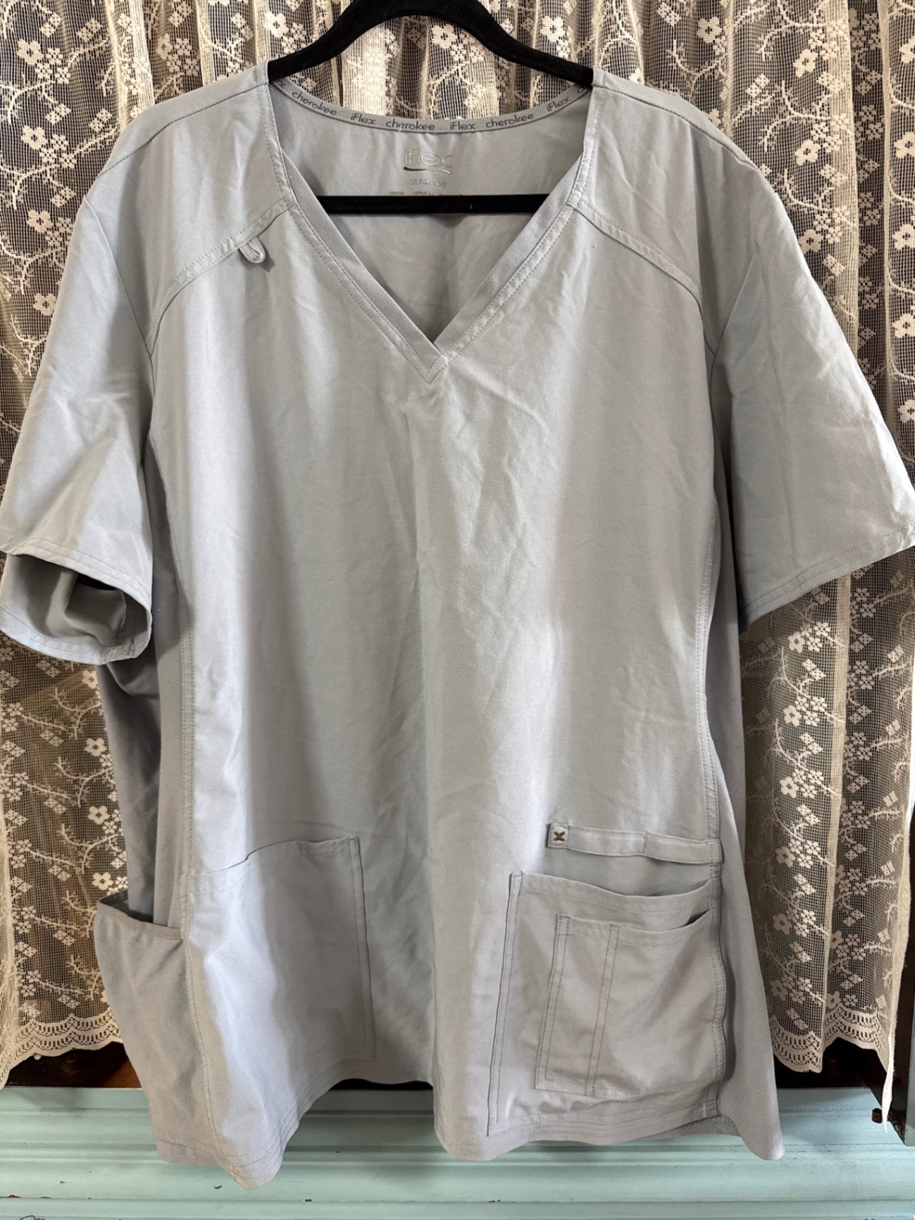 iFlex Cherokee Light Gray Polyester Blend 4XL Scrub Good