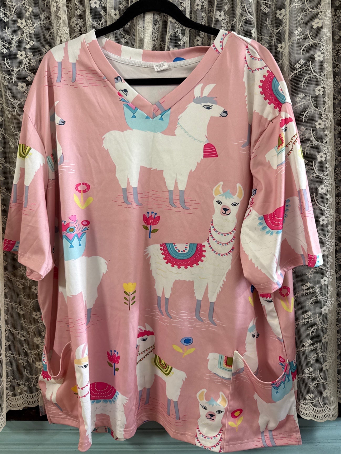Happy Scrubs Pink Polyester 5XL Scrub Very Good