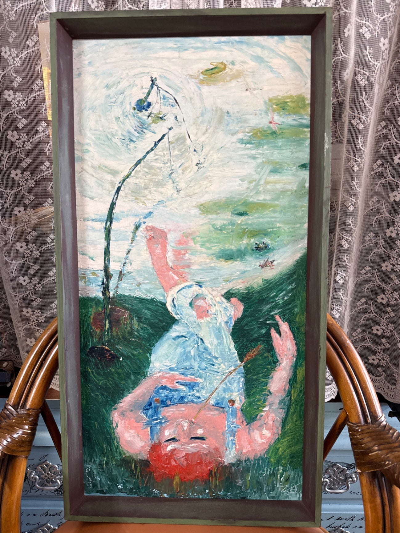 Multicolor Canvas Paint on Wood Frame 40 x 80 cm Decorative Item Very Good
