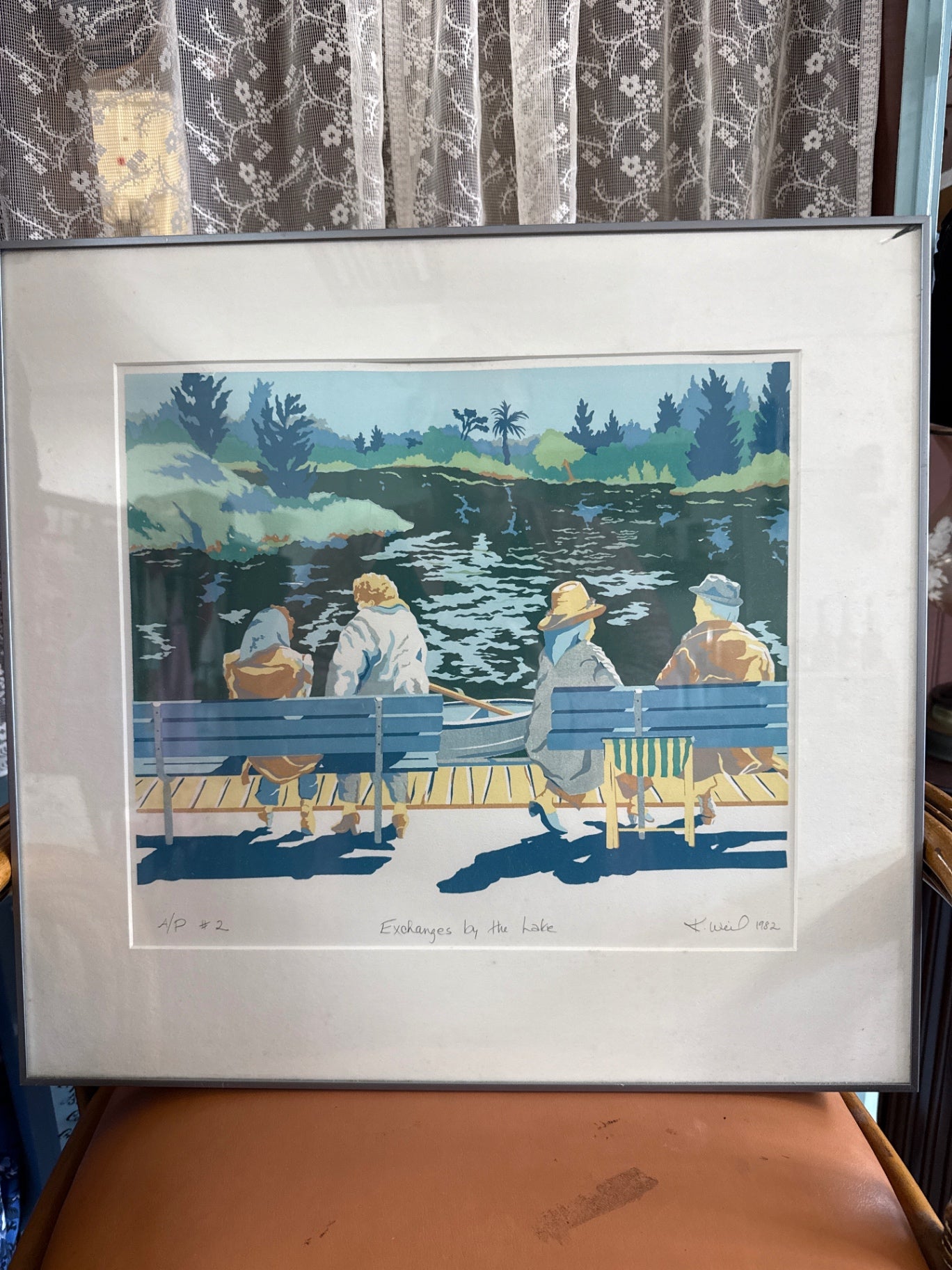Multicolor Print on paper with a white mat and glass cover Approx. 20 x 24 inches Decorative Item Very Good