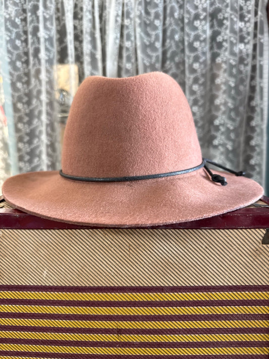 Dusty Rose 100% Wool Rancher Hat | Boho Western Wide Brim Fedora | Blush Felt Hat