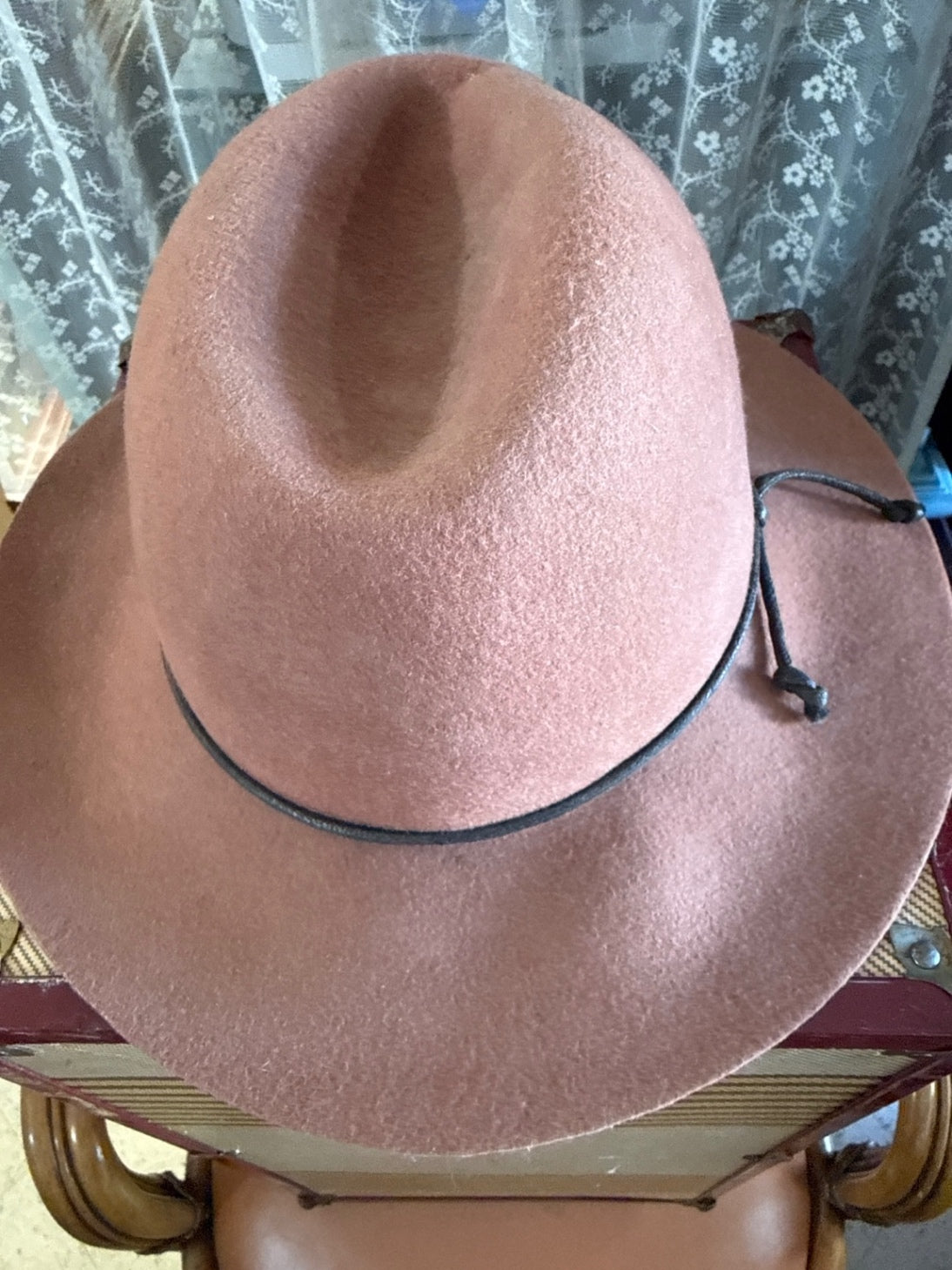 Dusty Rose 100% Wool Rancher Hat | Boho Western Wide Brim Fedora | Blush Felt Hat