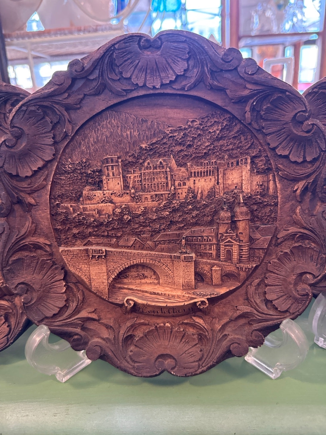 Vintage German Souvenir Relief Plate – Heidelberg | Ornate Carved Wall Decor