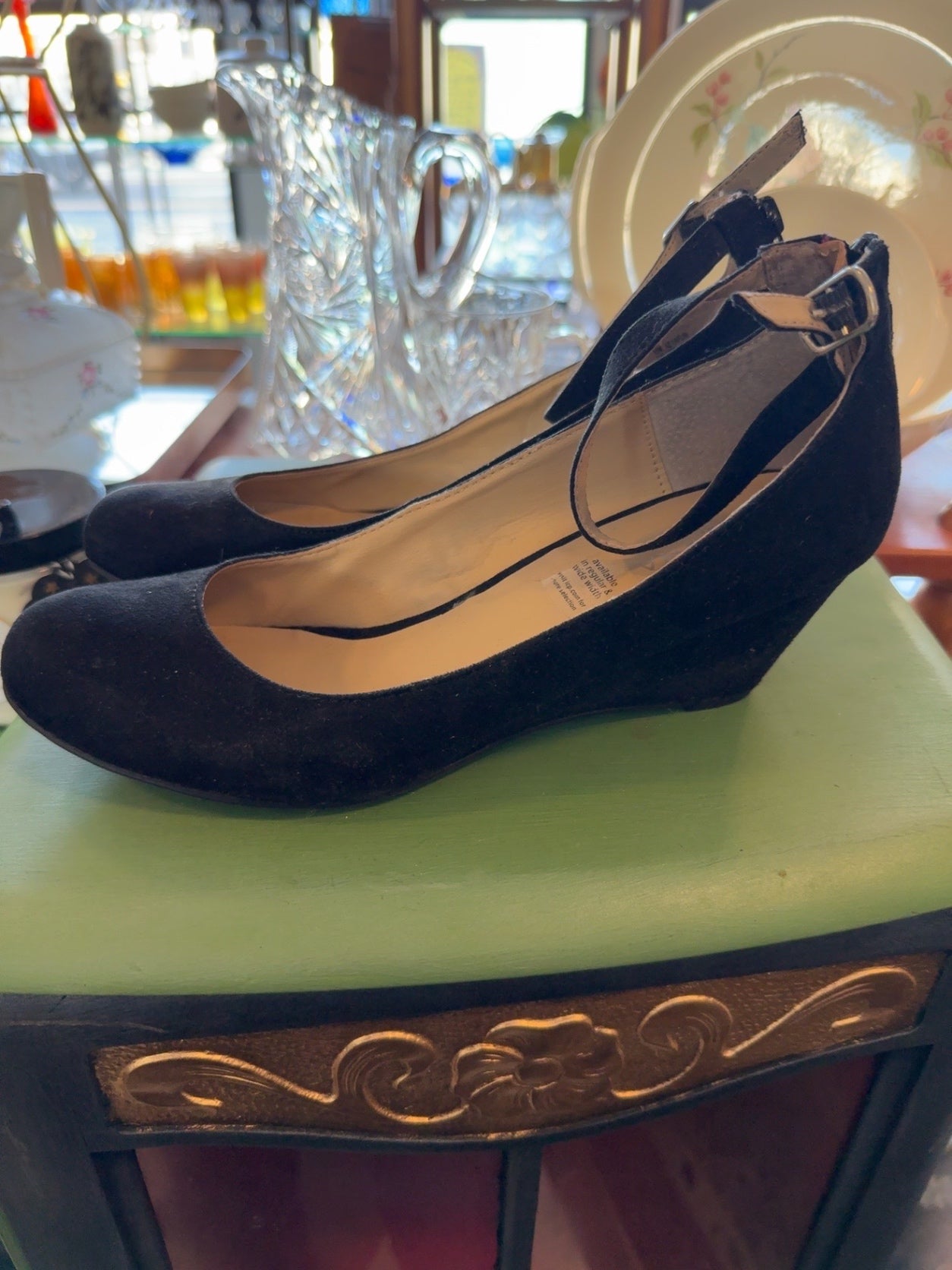 Worthington Blue Faux Suede Ankle Strap Wedge Pumps | Classic Dress Shoes | Women’s Size 8