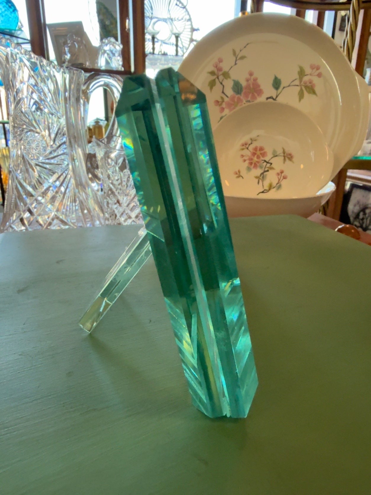 Sicura Modern Designs Beveled Glass Vase with Removable Insert | Contemporary Art Glass Centerpiece