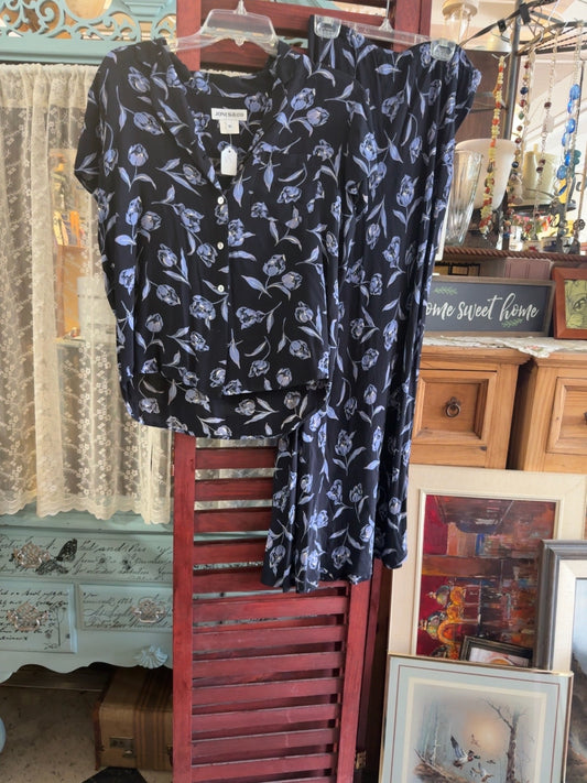 Jones New York Black and blue Lightweight woven fabric 10 Dress New with tags