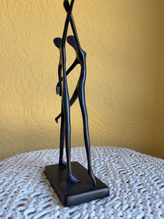 Modern Abstract Dancing Couple Sculpture | Black Contemporary Figurine | Romantic Home Décor