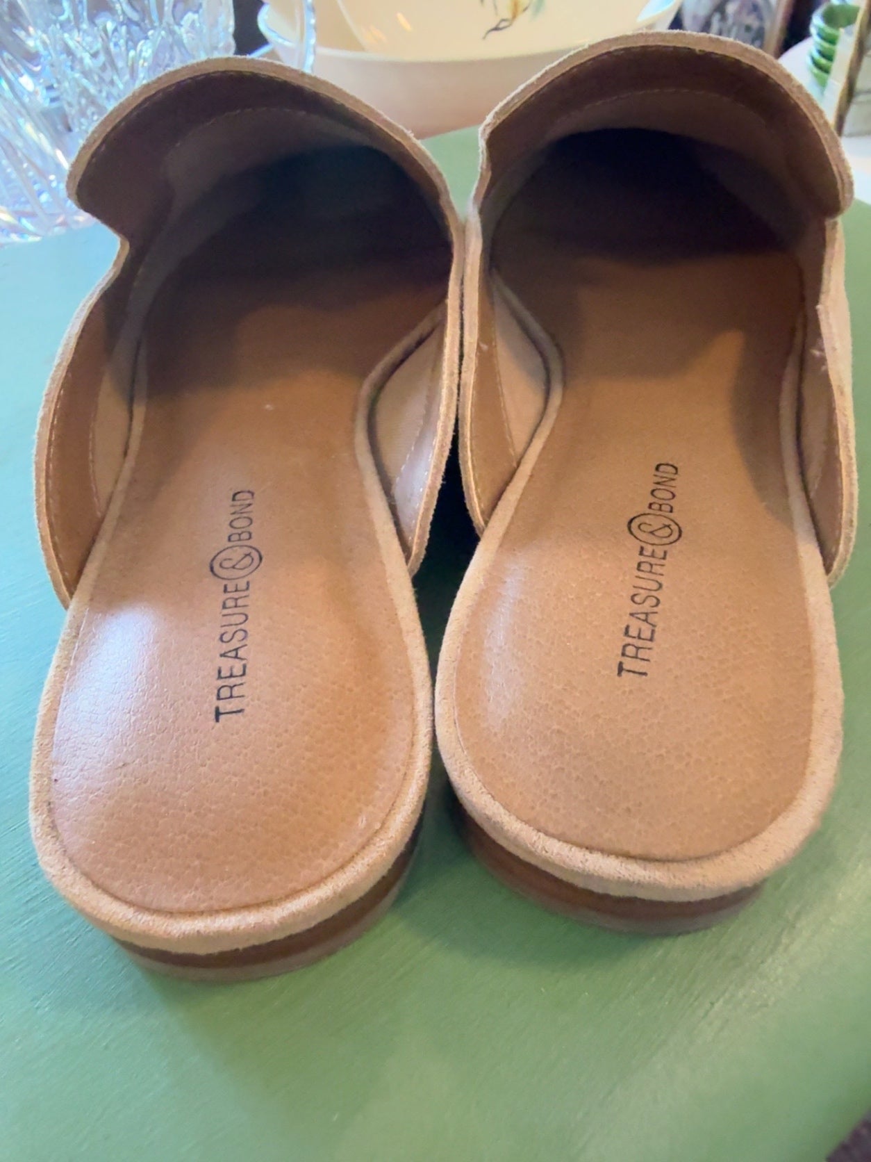 Treasure & Bond Beige Suede Pointed Toe Mule Flats | Women’s Slip-On Loafers