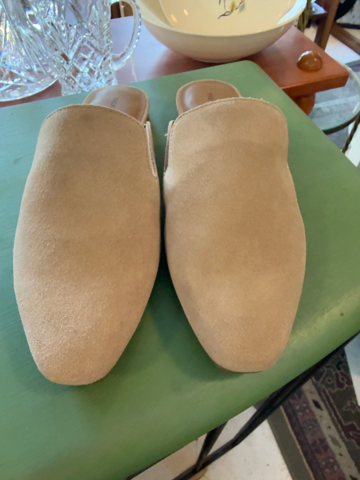 Treasure & Bond Beige Suede Pointed Toe Mule Flats | Women’s Slip-On Loafers
