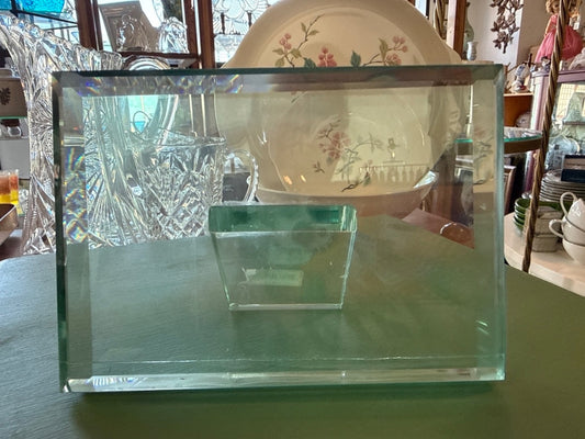 Sicura Modern Designs Beveled Glass Vase with Removable Insert | Contemporary Art Glass Centerpiece