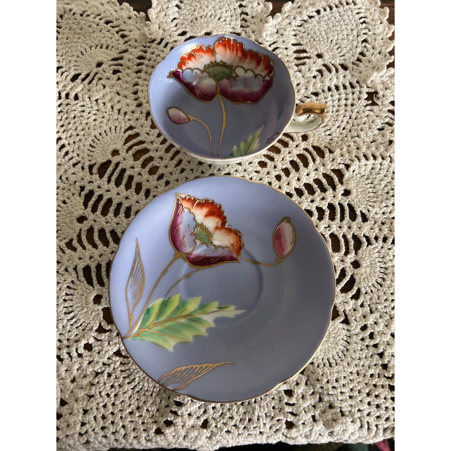 Occupied Japan Hand Painted and Gold Trimmed Teacup & Saucer
