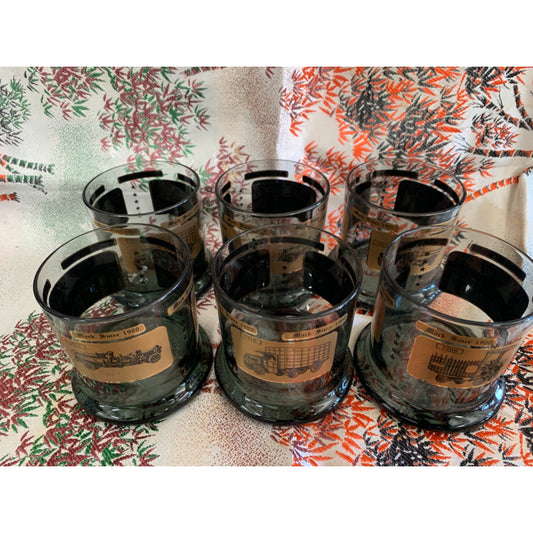 Mack Truck Whiskey Tumblers Wide Bottom Smoked Glass set of 6