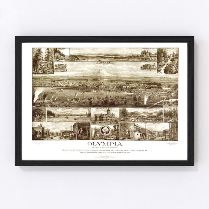 Vintage Map of Olympia, Washington 1903