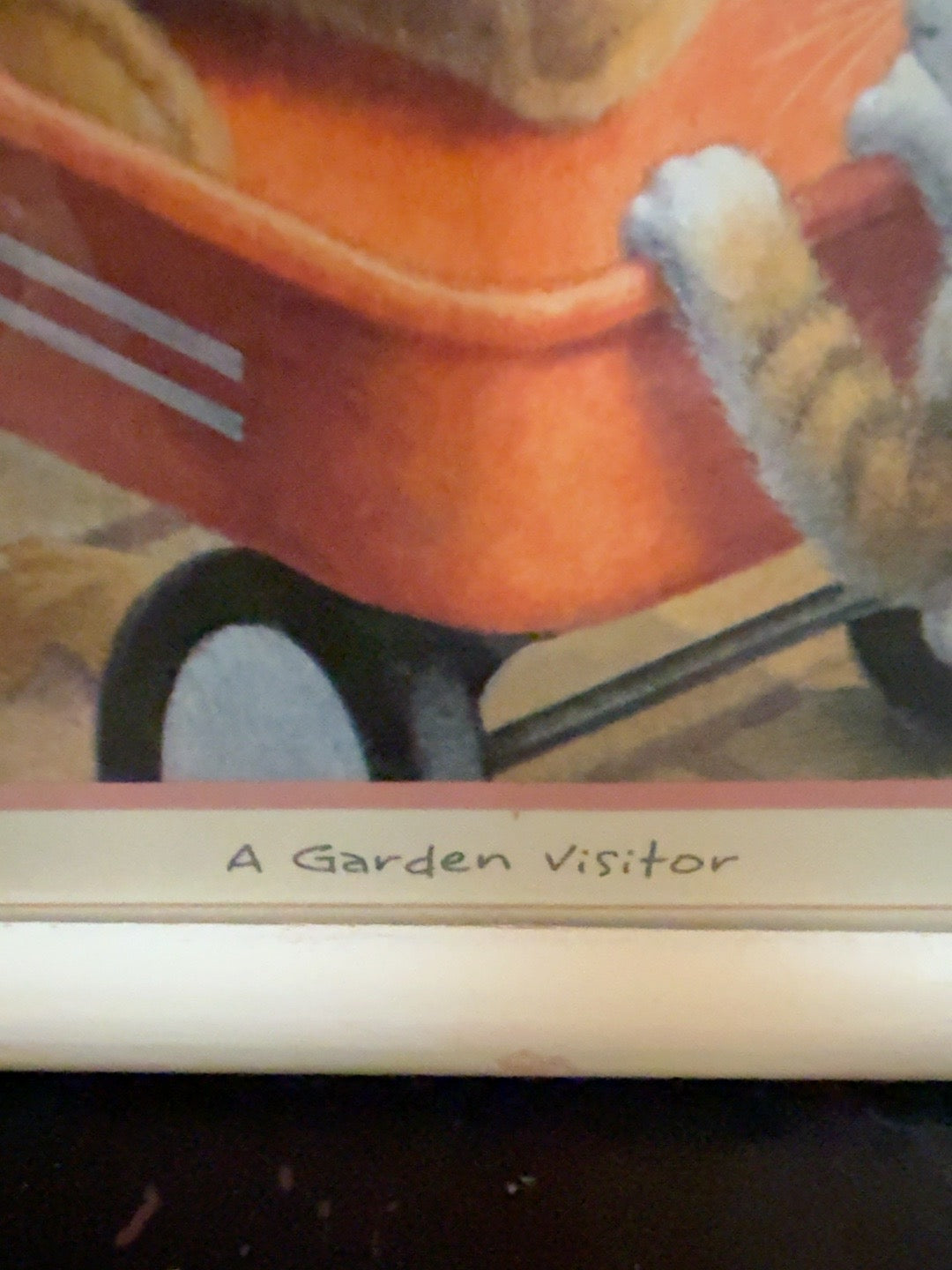 “A Garden Visitor” Framed Teddy Bear & Kitten Garden Print