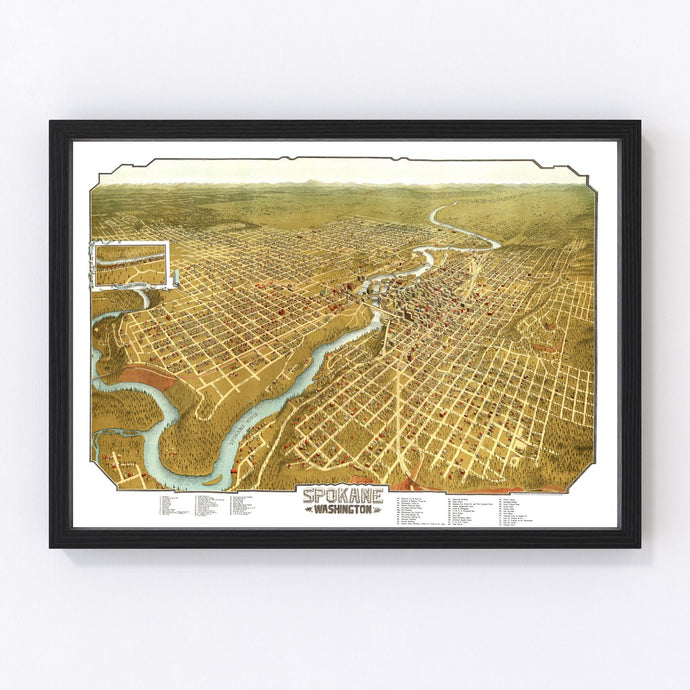 Vintage Map of Spokane, Washington 1905