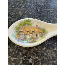Load image into Gallery viewer, Small Vintage Ceramic Spoon Rest - Charming English Cottage Gardens House Brixham England - 1970s Kitchen Tea Bag Spoon Holder - Gift
