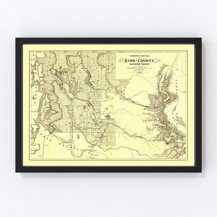 Vintage Map of King County, Washington 1888