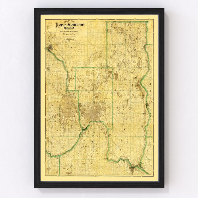 Vintage Map of Washington County, Minnesota 1887