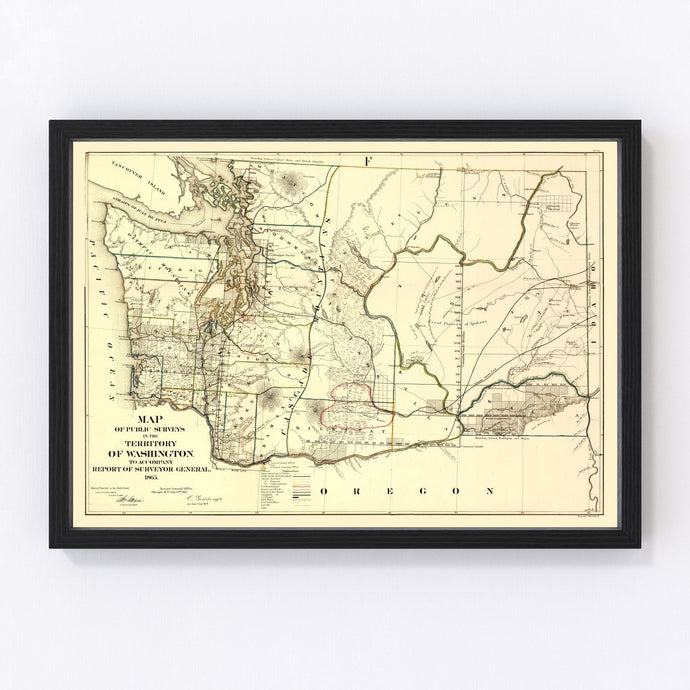Vintage Map of Washington 1866