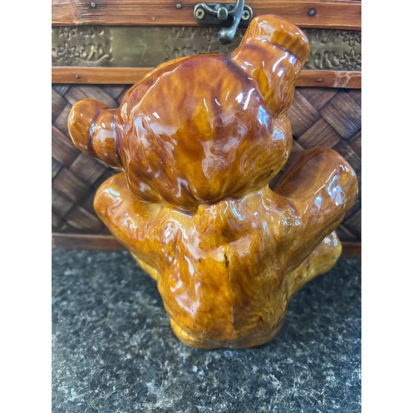 Vintage Ceramic Brown Ronnie Teddy Bear Piggy Bank