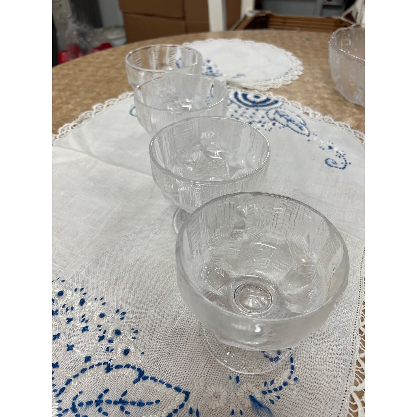 1960s Mikasa Hoya Stemmed Glassware Ice Castle Design Pressed Glass