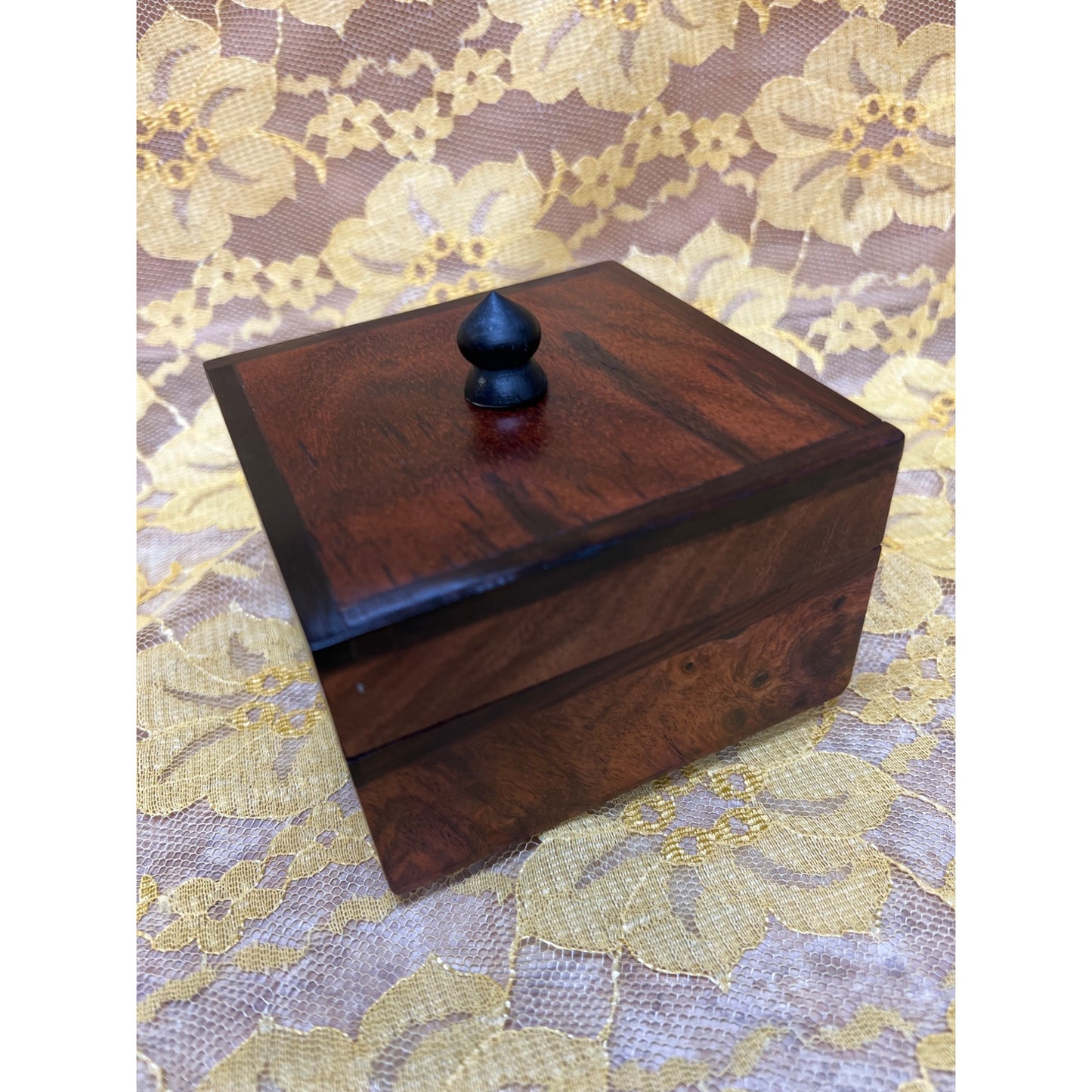 Vintage Hand Crafted Wooden Box 4x4x2-5/8”
