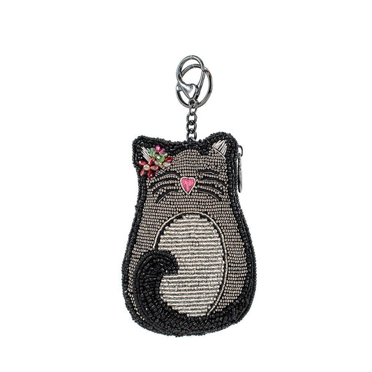 Mary Frances Accessories - Pounce Beaded Cat Coin Purse Key Fob