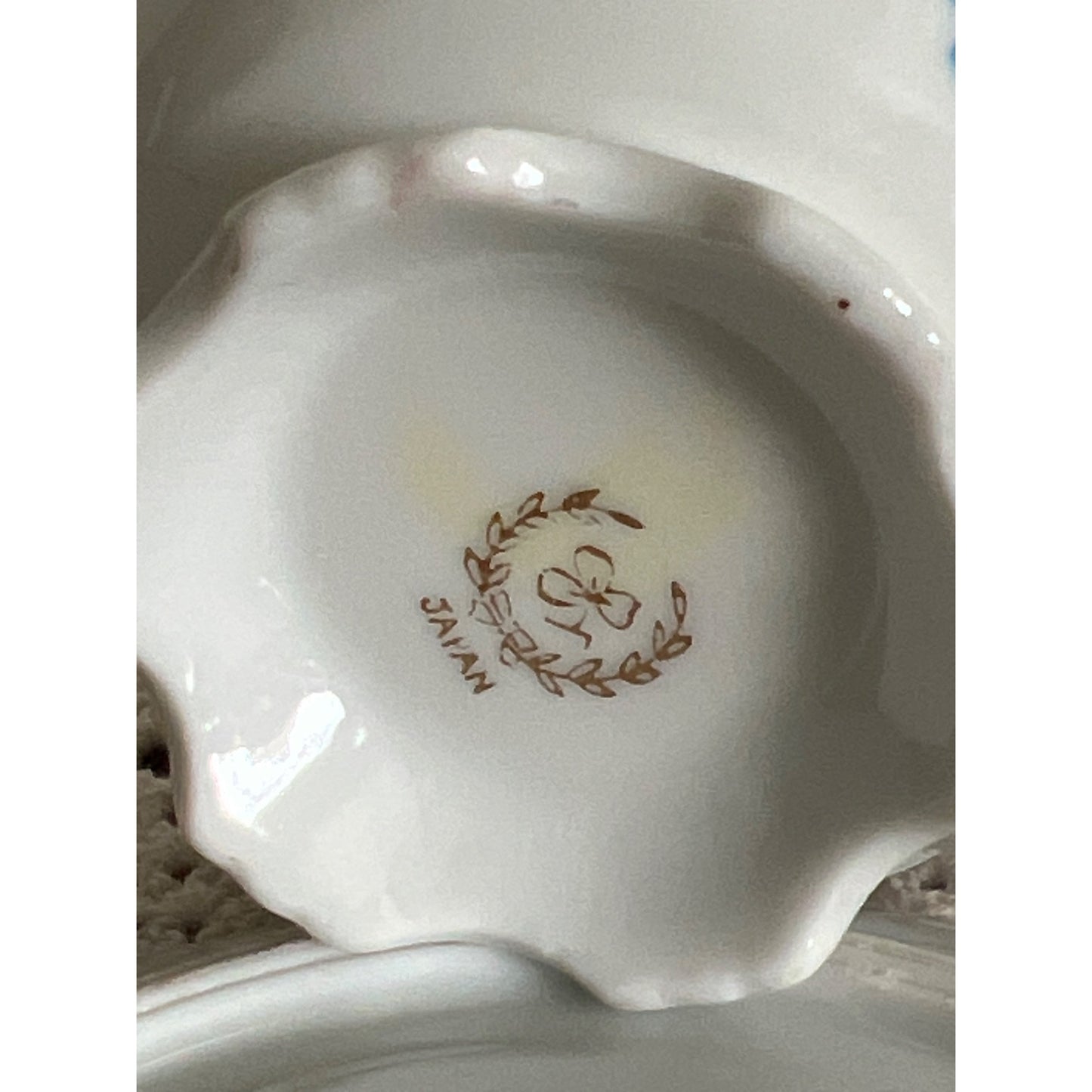 Vintage Japan Teacup & Saucer with Delicate Pink and Blue Flowers and Gold Trim