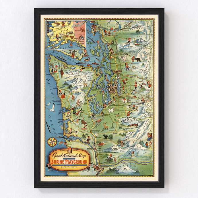Vintage Map of Seattle, Washington 1936