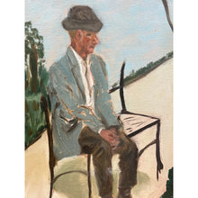 Load image into Gallery viewer, Vintage Hand Painting of a Man Sitting In The Park
