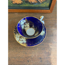 Load image into Gallery viewer, 1950s Aynsley C219 Cobalt Blue Cherry Tea Cup and Saucer from England
