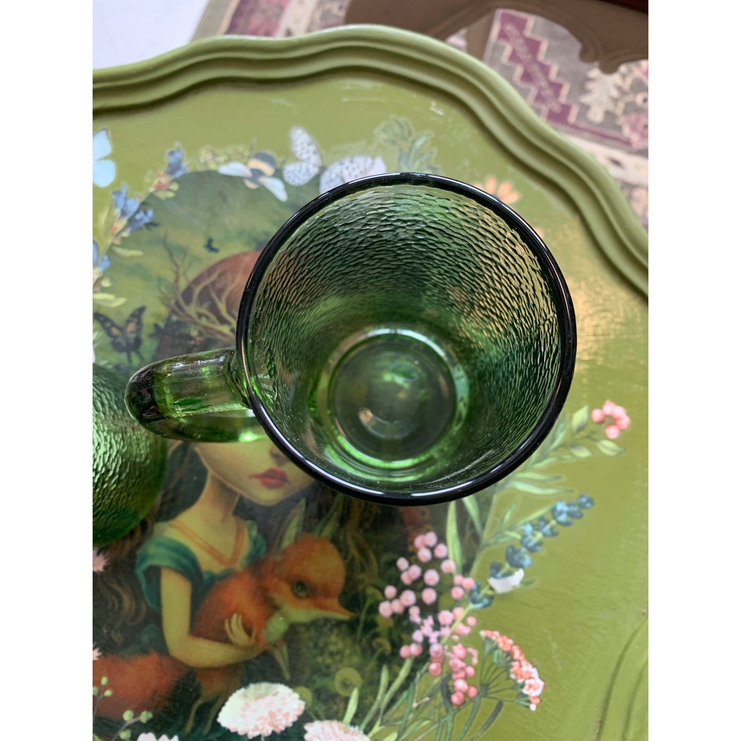 Green Peel Textured Glass Beer Mugs