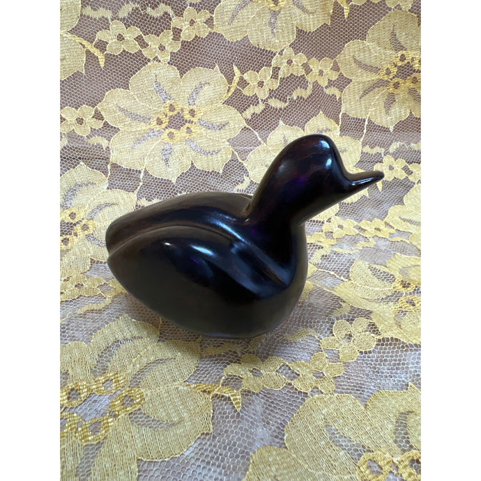 Vintage Hand Carved Iron Wood Duck 2-3/4” tall x 4” Tall