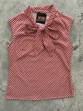 Load image into Gallery viewer, Candy Cane Stripe Bow Top

