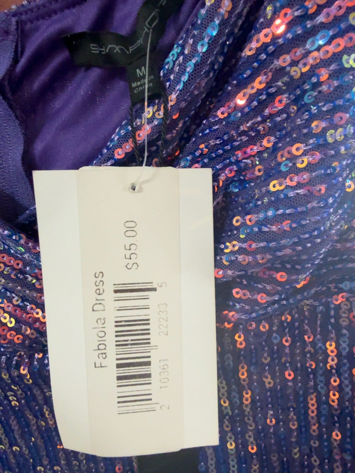 Fabiola Purple Iridescent Sequin Bodycon Mini Dress Size M NWT