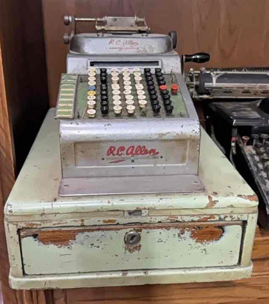 Antique R.C. Allen Mechanical Cash Register and adding machine